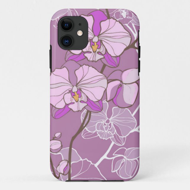 Capa Para iPhone 11 Teste padrão roxo da orquídea (Verso)