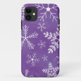 Capa Para iPhone 11 Teste padrão roxo e branco do floco de neve