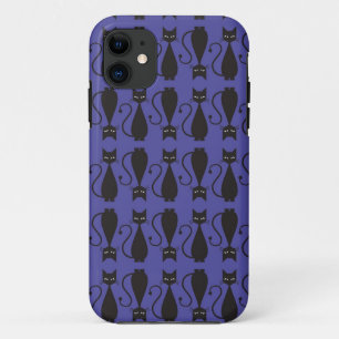 Capa Para iPhone 11 Teste padrão roxo e preto do gato do gótico