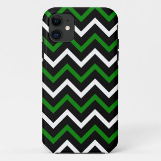 Capa Para iPhone 11 Teste padrão verde, preto e branco de Chevron