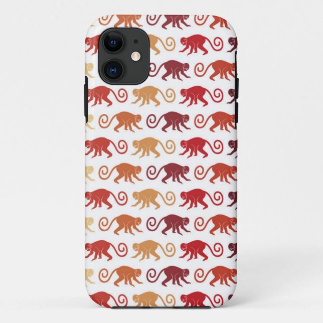 Capa Para iPhone 11 Teste padrão vermelho dos macacos (Verso)