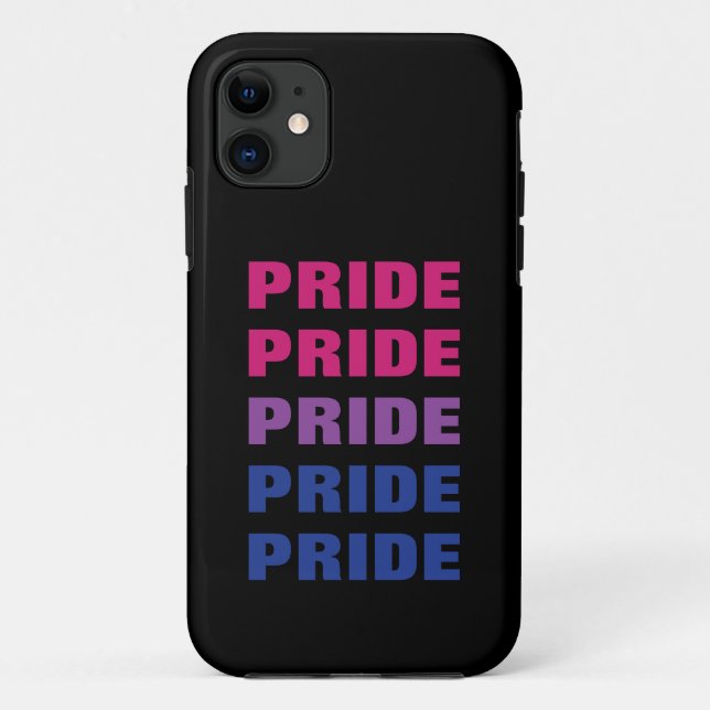 Capa Para iPhone 11 Texto Repetido Personalizável do Orgulho Bissexual (Verso)