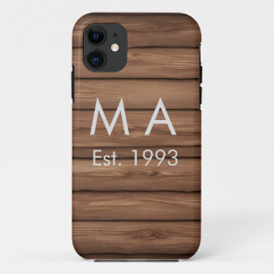 Capa Para iPhone 11 texto rústico marrom boho adicionar nome letra ano