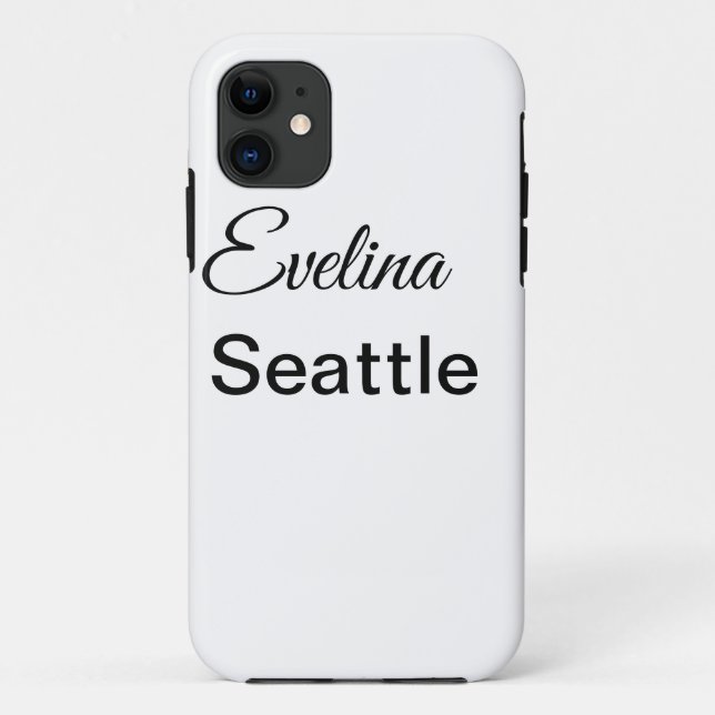 Capa Para iPhone 11 Texto simples mínimo adicione seu nome lugar cidad (Verso)