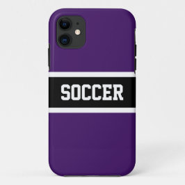 Capa Para iPhone 11 Texto SOCCER de Stripes Atlíticas Retas Roxas Negr