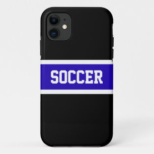 Capa Para iPhone 11 Texto "SOCCER" - Largas brancas azuis e vivas a ne