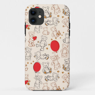 Capa Para iPhone 11 Textura com ursos de ursinho