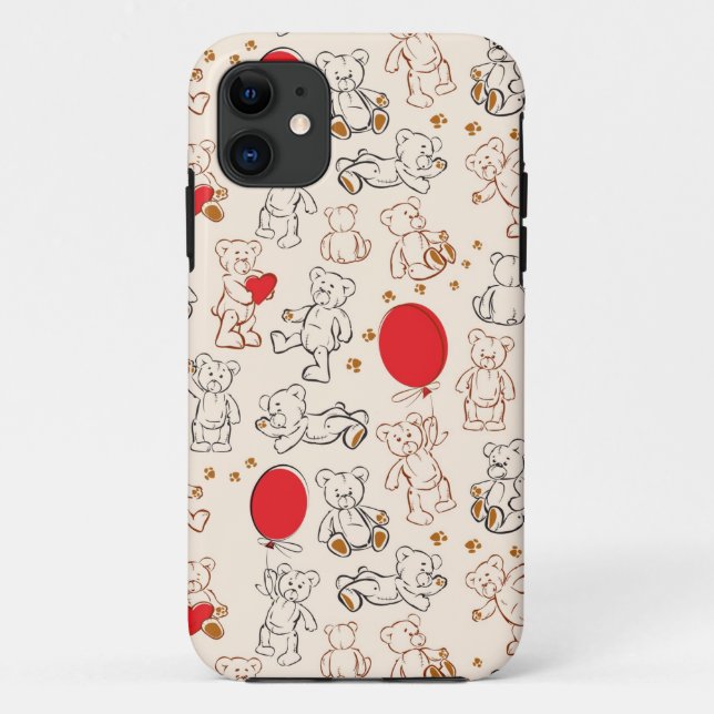 Capa Para iPhone 11 Textura com ursos de ursinho (Verso)