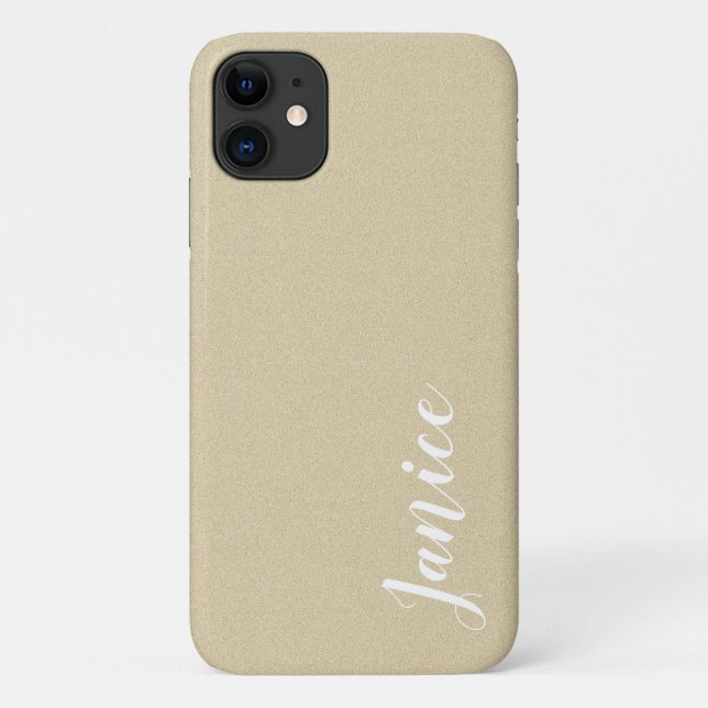 Capa Para iPhone 11 Textura de Areia Suave Adicione Seu Nome (Verso)