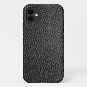 Capa Para iPhone 11 Textura de couro preto