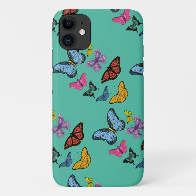 Capa Para iPhone 11 textura de padrão de borboleta (Verso)