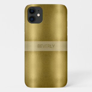 Capa Para iPhone 11 Textura Dourada brilhante com nome personalizado