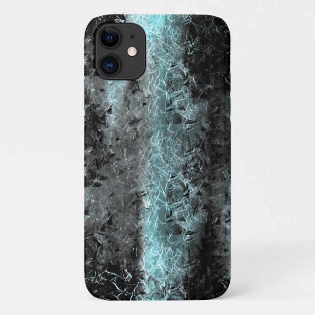 Capa Para iPhone 11 Textura fibrosa estranha em azul claro e preto (Verso)