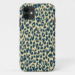 Capa Para iPhone 11 Textura impressa azul-vírgula do leopardo