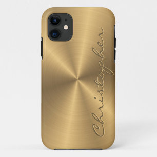 Capa Para iPhone 11 Textura radial metálica Dourado personalizada