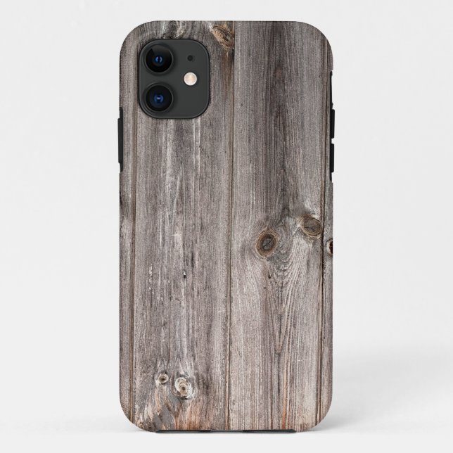 Capa Para iPhone 11 Textura rústica da madeira do falso (Verso)