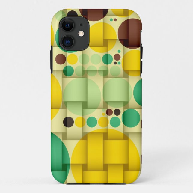 Capa Para iPhone 11 Textura uniforme de bolinhas amarelas e verdes 2 (Verso)
