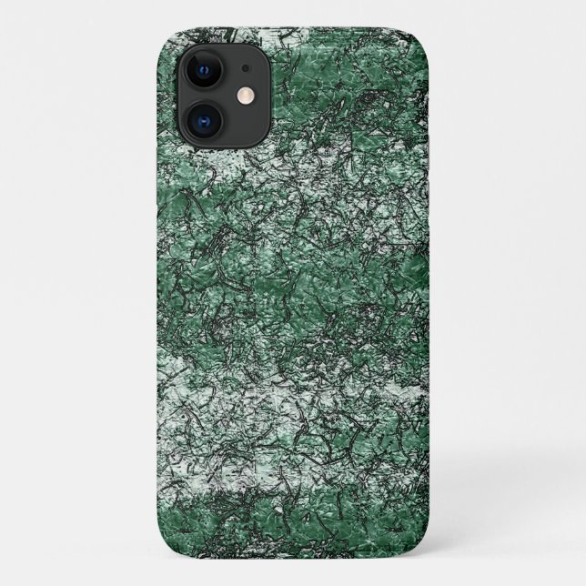 Capa Para iPhone 11 Textura verde de óleo sobre palitos e fiapos (Verso)