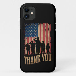 Capa Para iPhone 11 Thank You Veterans Day American Flag Vintage