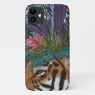 Capa Para iPhone 11 Tigre com o headpaper tropical