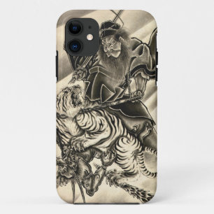 Capa Para iPhone 11 Tigre japonês do samurai do demónio do vintage