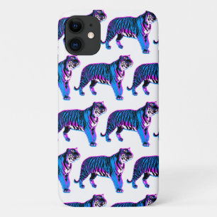 Capa Para iPhone 11 Tigres Azuis Retro dos Anos 80