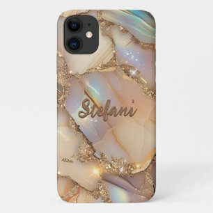 Capa Para iPhone 11 Tinta de Álcool Glitter Holográfica Elegante