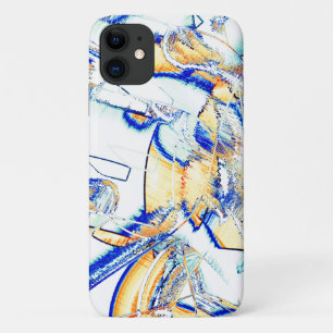 Capa Para iPhone 11 Tinta drenada, imagem com mancha laranja e azul