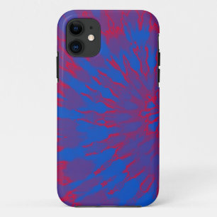 Capa Para iPhone 11 Tintura espiral azul e vermelha brilhante do laço