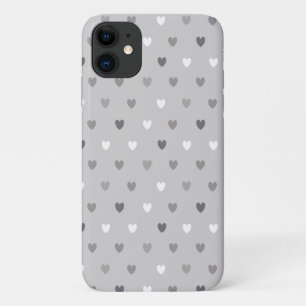 Capa Para iPhone 11 Tiny polka coração em tons de cinza