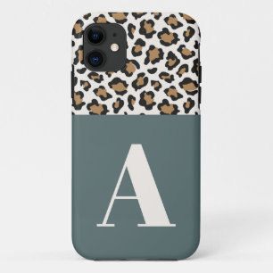 Capa Para iPhone 11 Tipografia inicial da impressão leopardo ousada C