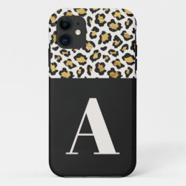 Capa Para iPhone 11 Tipografia inicial de impressão leopardo ousada ou