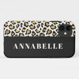 Capa Para iPhone 11 Tipografia inicial de impressão leopardo ousada ou
