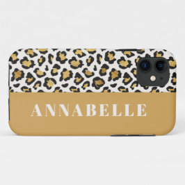 Capa Para iPhone 11 Tipografia inicial de impressão leopardo ousada ou
