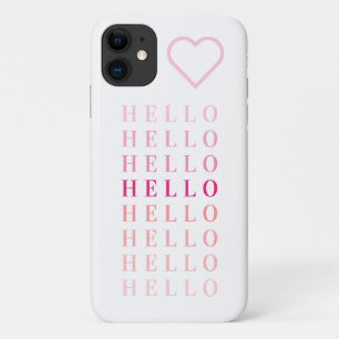 Capa Para iPhone 11 Tipografia Moderna Alô Coral Rosa Monograma