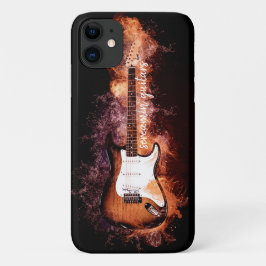 Capa Para iPhone 11 Tipografia Negra Flaming de Violão Elétrico