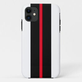 Capa Para iPhone 11 Tiras de Corrida Negra Vermelha Esportiva em Branc