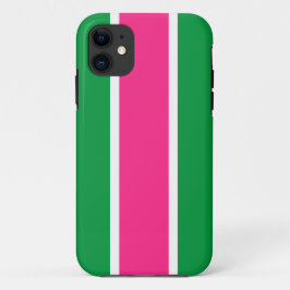 Capa Para iPhone 11 Tiras de corridas brancas cor-de-rosa-claro e dive