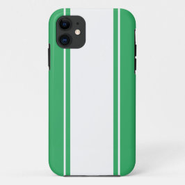 Capa Para iPhone 11 Tiras de corridas verdes do Mar Branco modernas e 