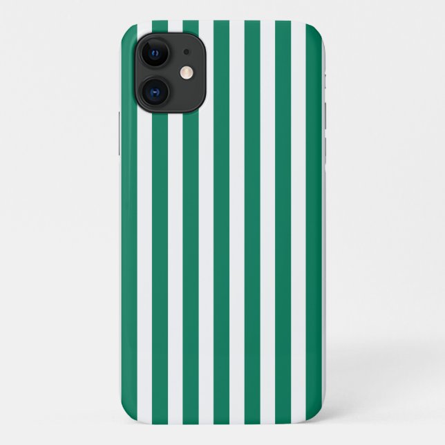 Capa Para iPhone 11 Tiras de doces verdes e brancas da floresta (Verso)