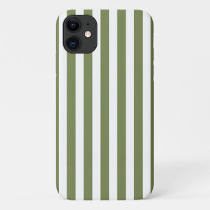 Capa Para iPhone 11 Tiras de doces, verdes e brancas, de oliveira