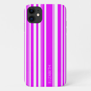 Capa Para iPhone 11 Tiras Irregulares Neon-Pink