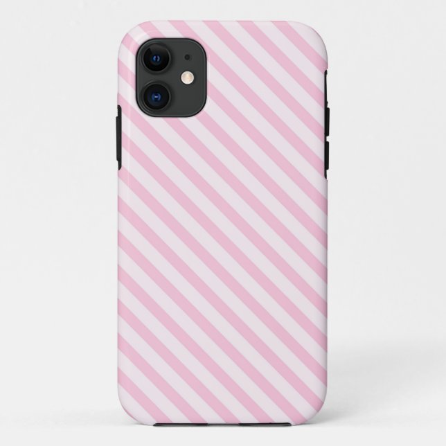 Capa Para iPhone 11 Tiras Rosa do Flor Diagonal (Verso)