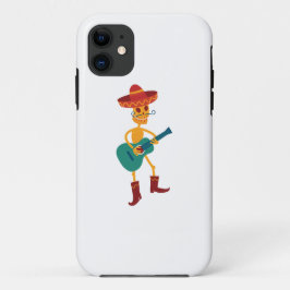 Capa Para iPhone 11 Toca violão esqueleto festivo