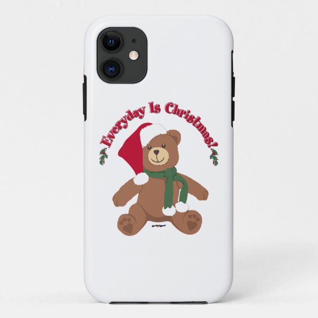 Capa Para iPhone 11 Todos Os Dias É Natal! Urso de Natal (Verso)