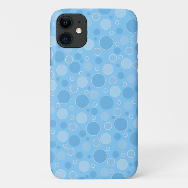 Capa Para iPhone 11 tons azuis brilhantes com bolinhas na retro sessen (Verso)