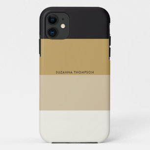 Capa Para iPhone 11 Tons de cor preto e Dourado com faixa horizontal m