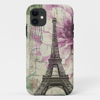 Capa Para iPhone 11 Torre Eiffel floral chique de Paris do vintage de