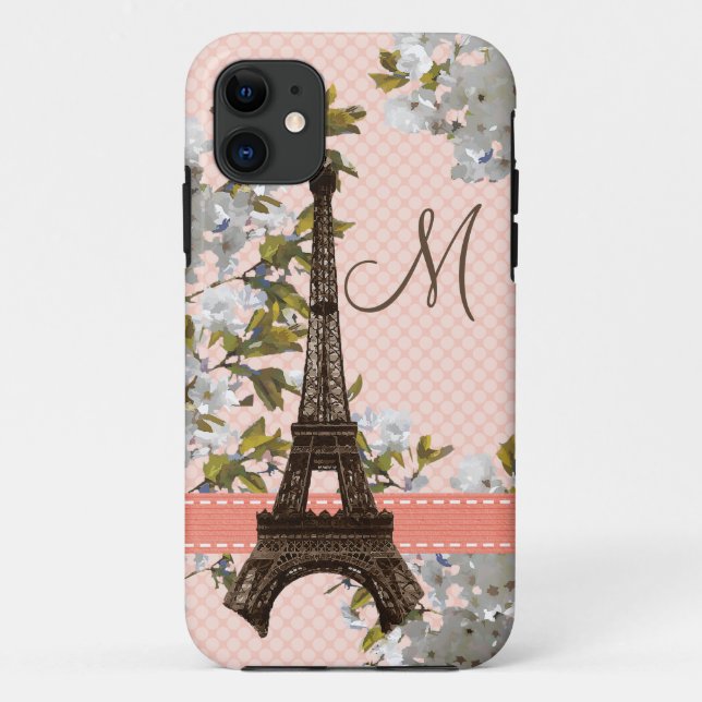 Capa Para iPhone 11 Torre Eiffel Monogrammed (Verso)