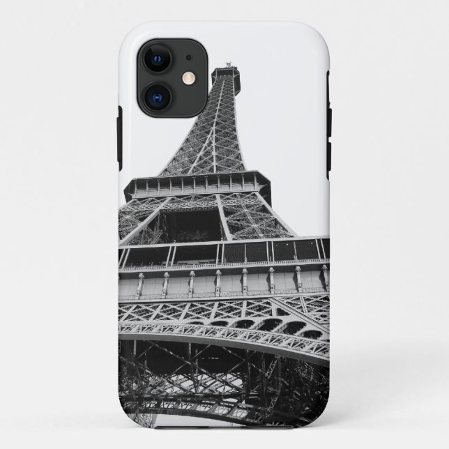Capa Para iPhone 11 Torre Eiffel preto e branco (Verso)